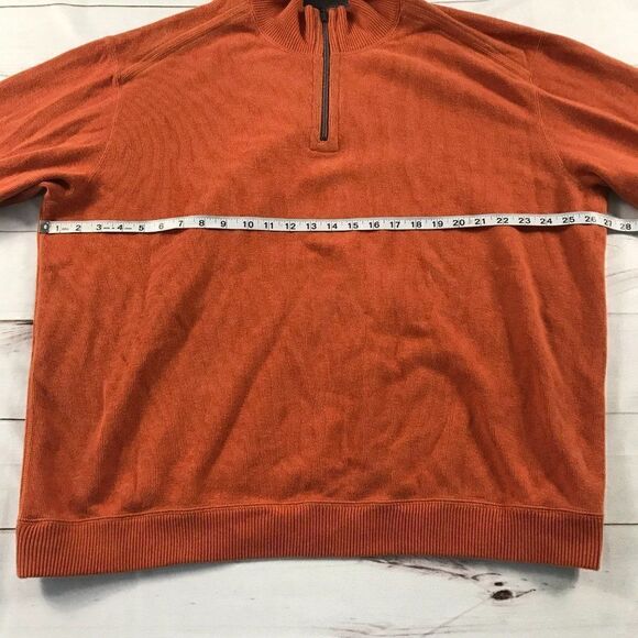Tommy Bahama Men's Quarter-Zip Pullover Orange Sweater - Picture 4 of 11